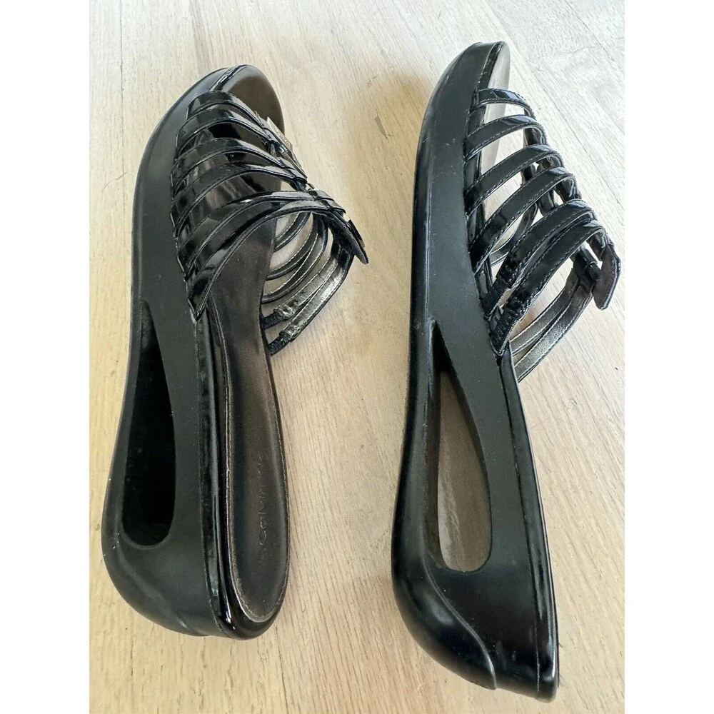 Calvin Klein Sandals Black Wedge Heel Women’s Size 9‎